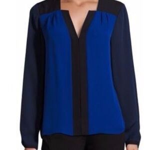 Elie Tahari Blue and Black Blouse